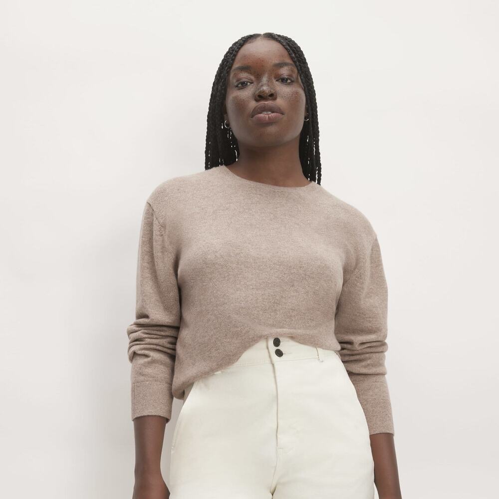 Everlane The Classic Crew in Cashmere Tan Base - Size L